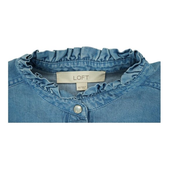 Loft Women's Tunic Chambray Round Hem Popover The Softened Shirt Top Size XSmall - Picture 3 of 5